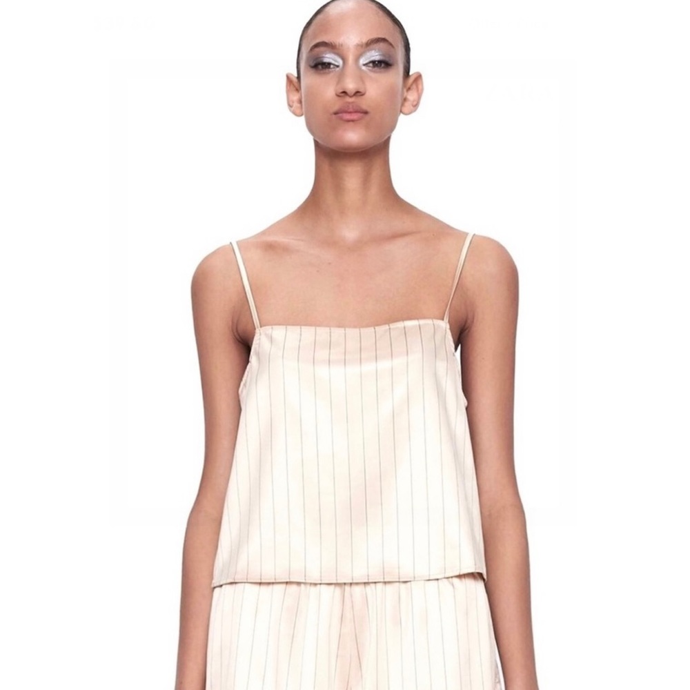 NEW ZARA STRIPED SATIN CROP TOP